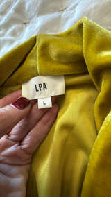 LPA Drapey Velvet Wrap Top Vintage Gold: L - Image 3