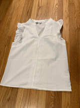 Cupshe White Sleeveless Ruffle Trim V-Neck Blouse size M - Image 1