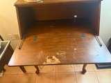 Vintage Wood Secretary Desk with Inlay and Cabriole Legs - Image 3