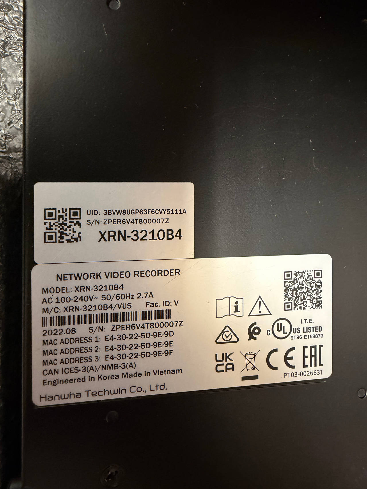 Hanwha Wisenet XRN-3210B4 32CH NVR