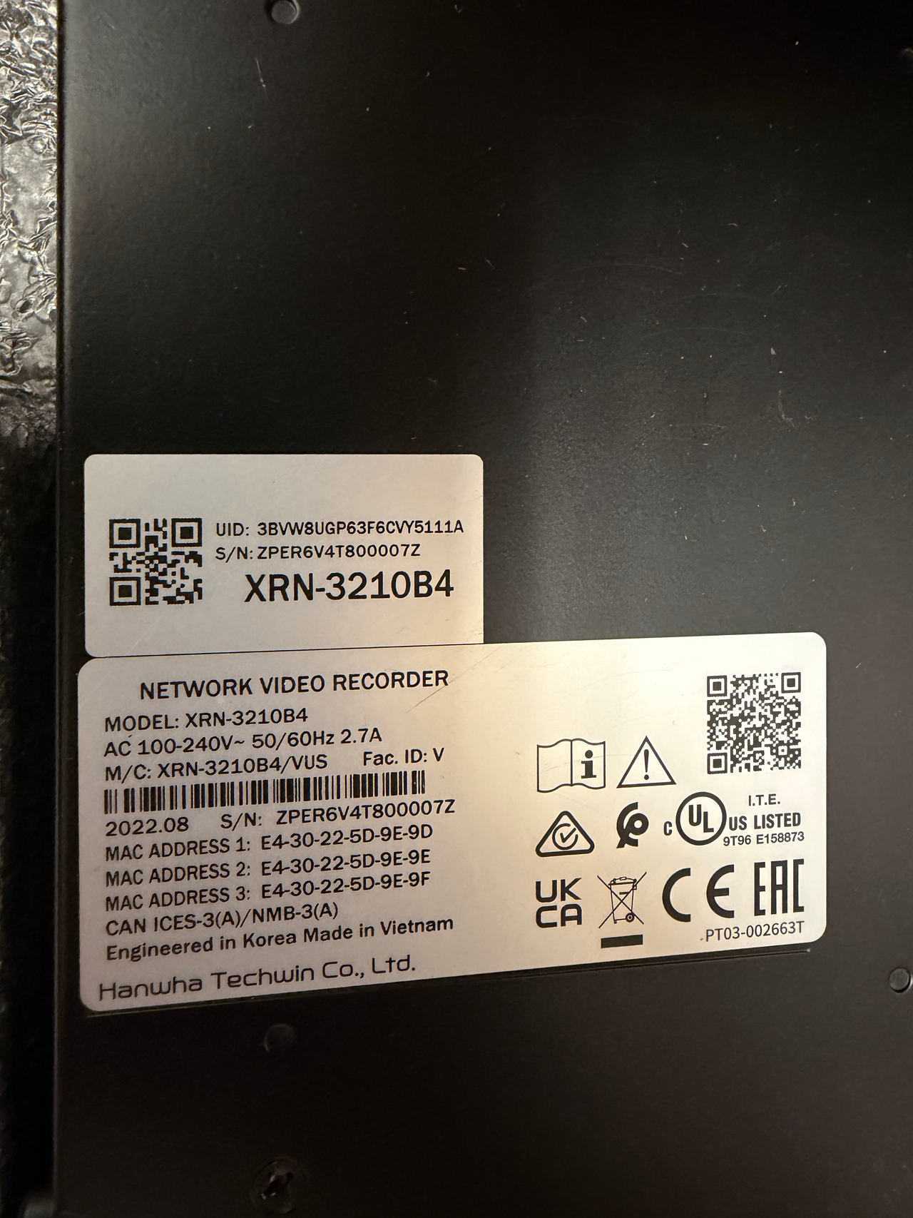 Hanwha Wisenet XRN-3210B4 32CH NVR