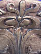 Art Nouveau~Vintage Wall Plaque~Heavy Resin~Floral Design~Gold/Bronze Finish~17" - Image 2