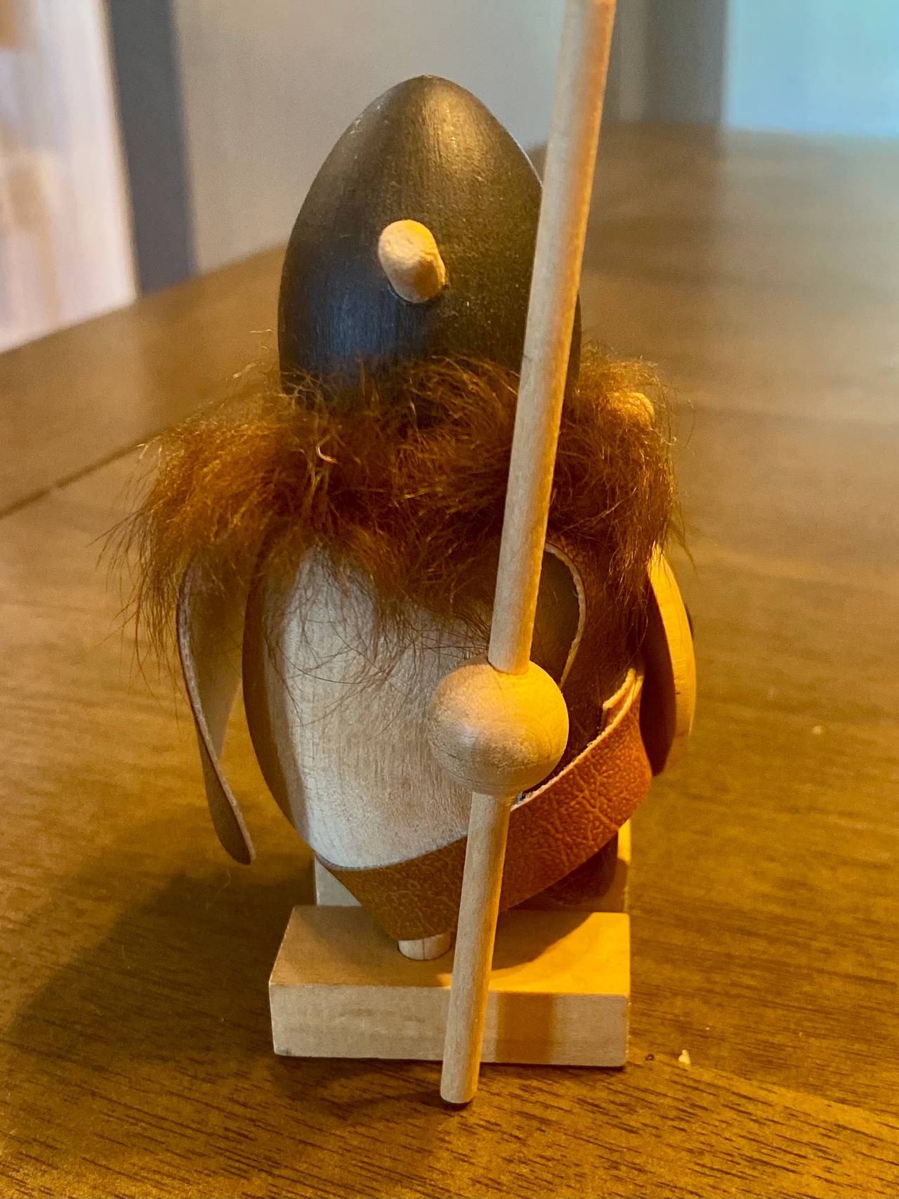 Vintage Scandinavian Wooden Viking Figurine
