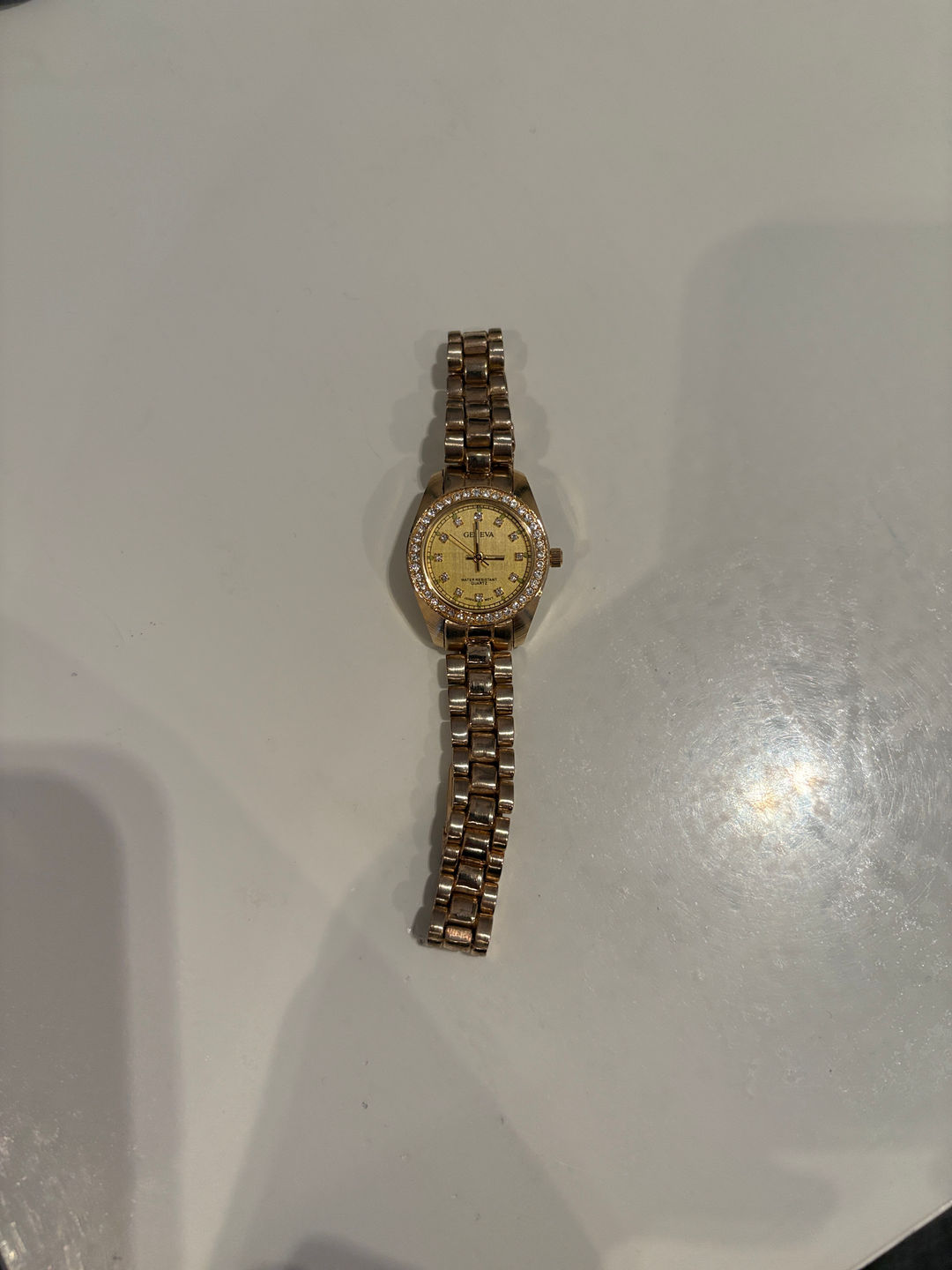 Geneva Gold Tone Rhinestone Quartz Watch