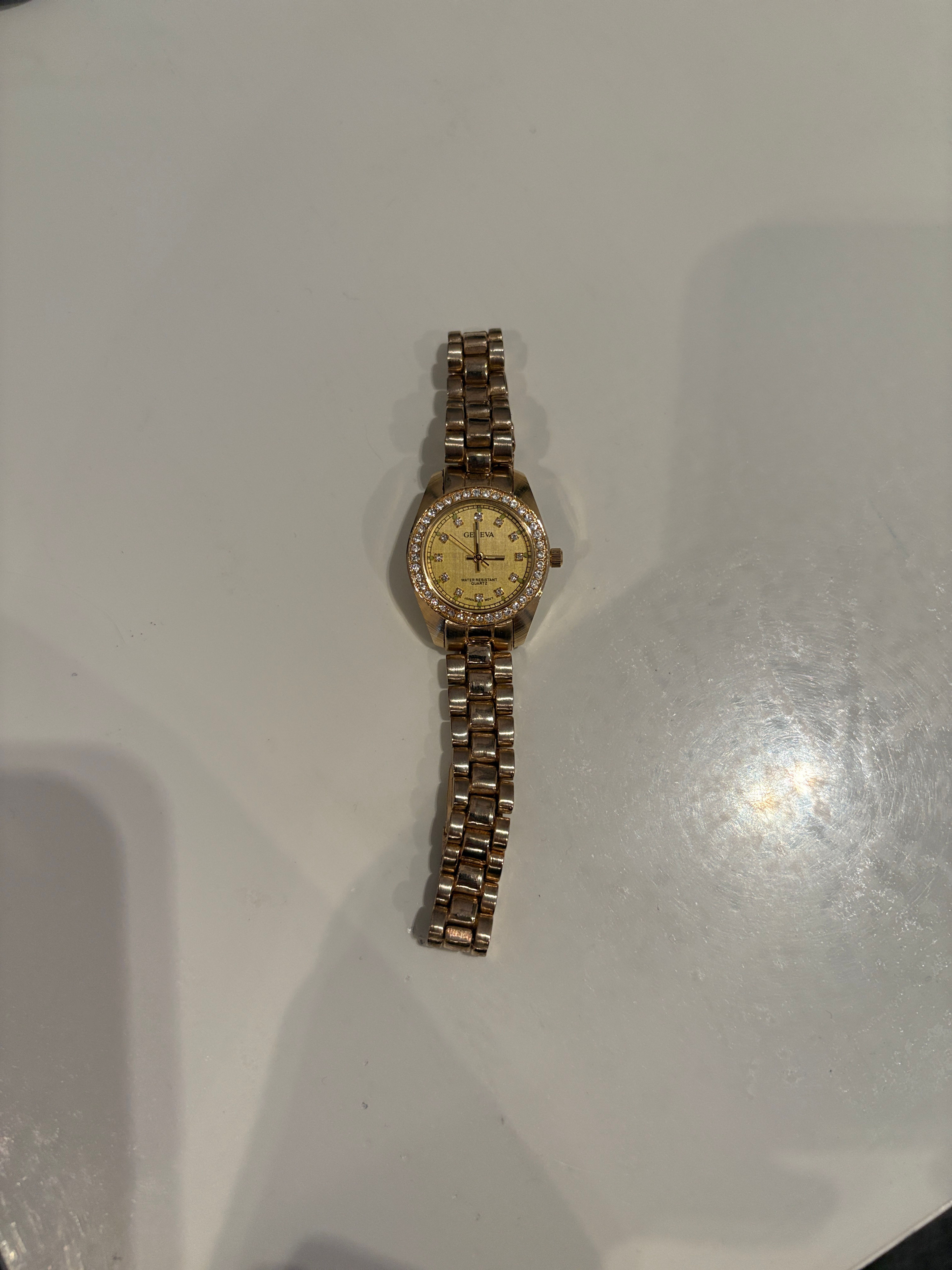 Geneva Gold Tone Rhinestone Quartz Watch