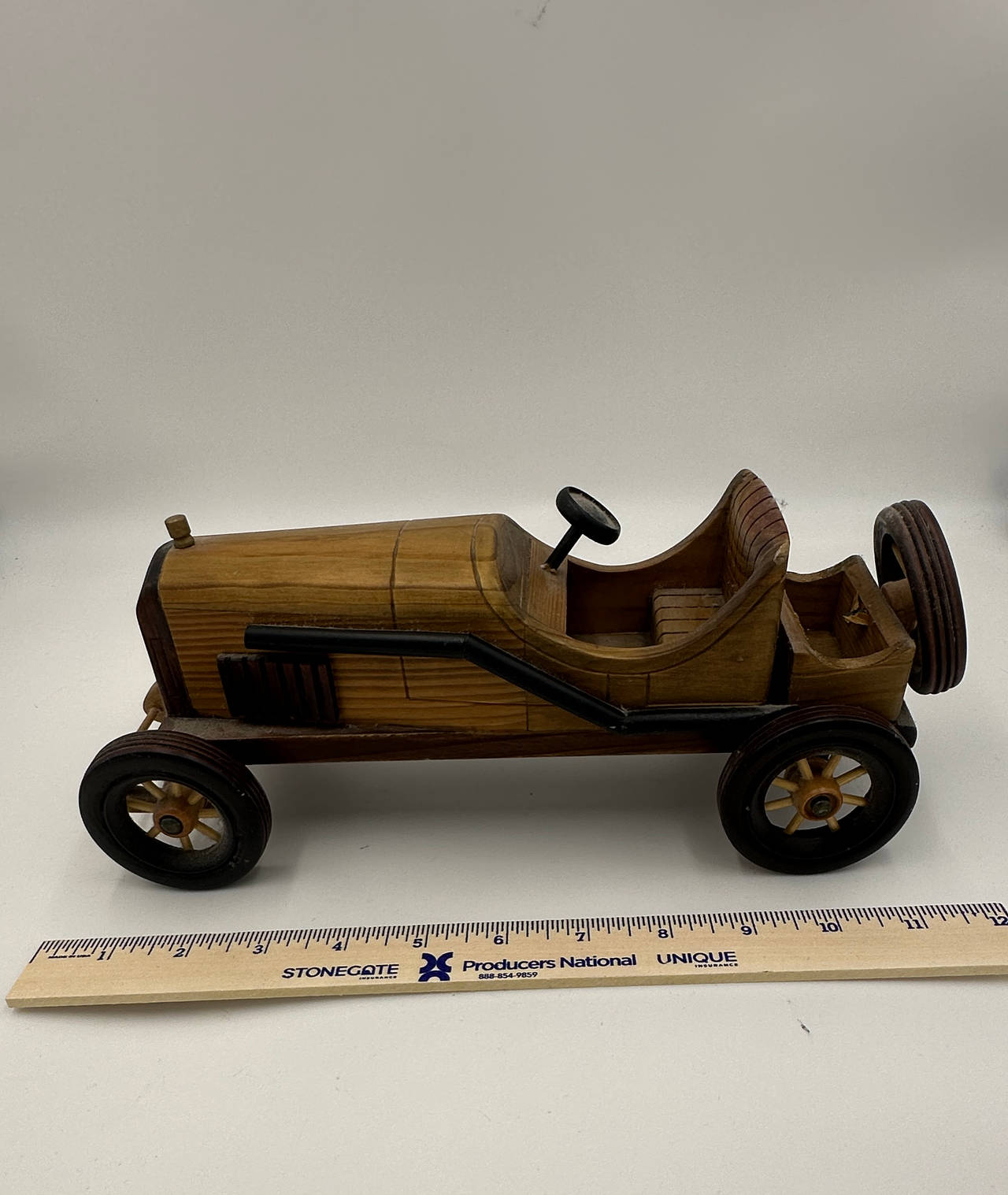 Handmade Wooden Vintage Race Car Model