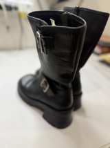 Steve Madden Women’s Black Leather Moto Engineer Boots Mid Calf Lug Sole Size 6 - Image 5