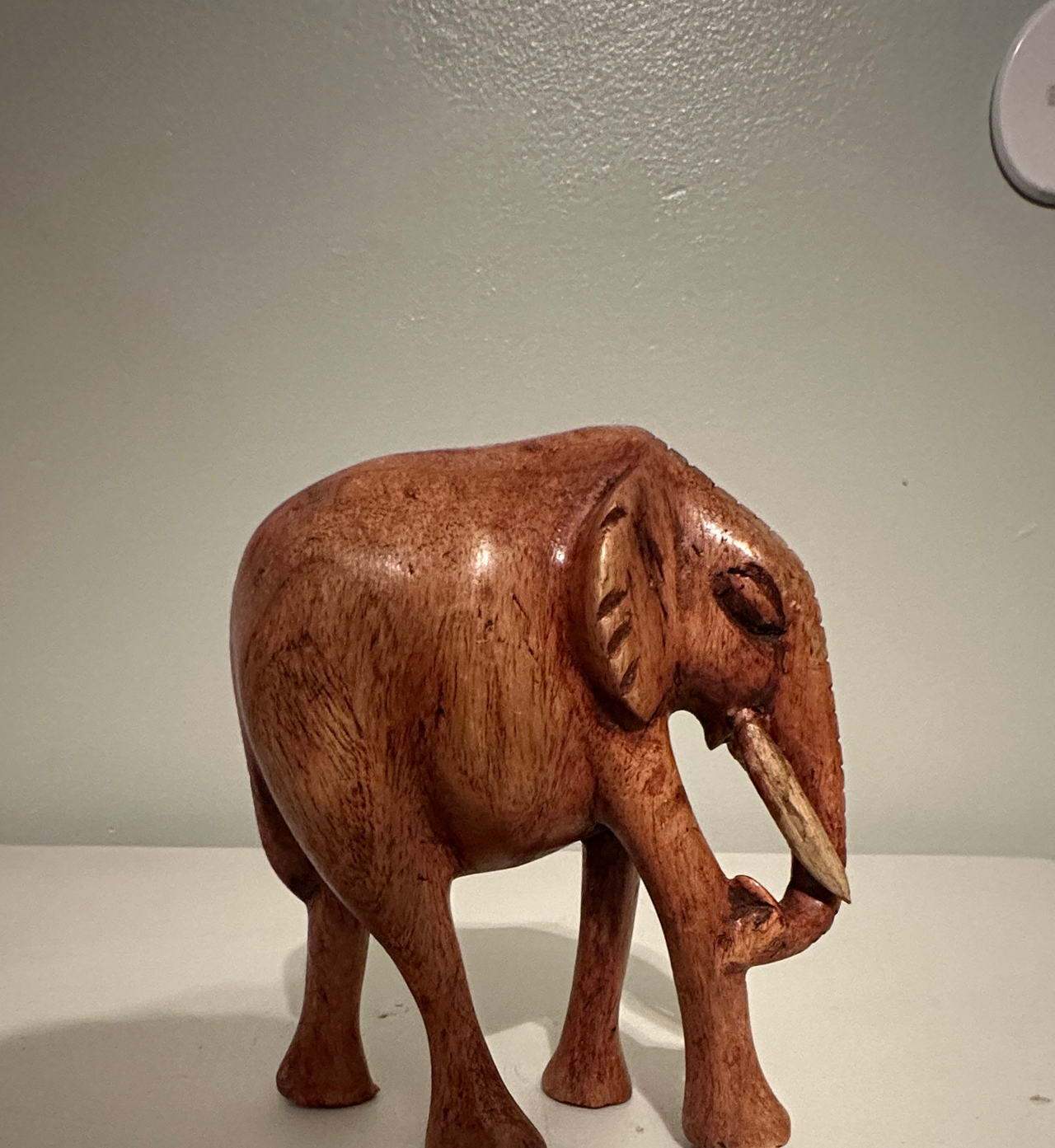 Hand-Carved Wooden Elephant Figurine