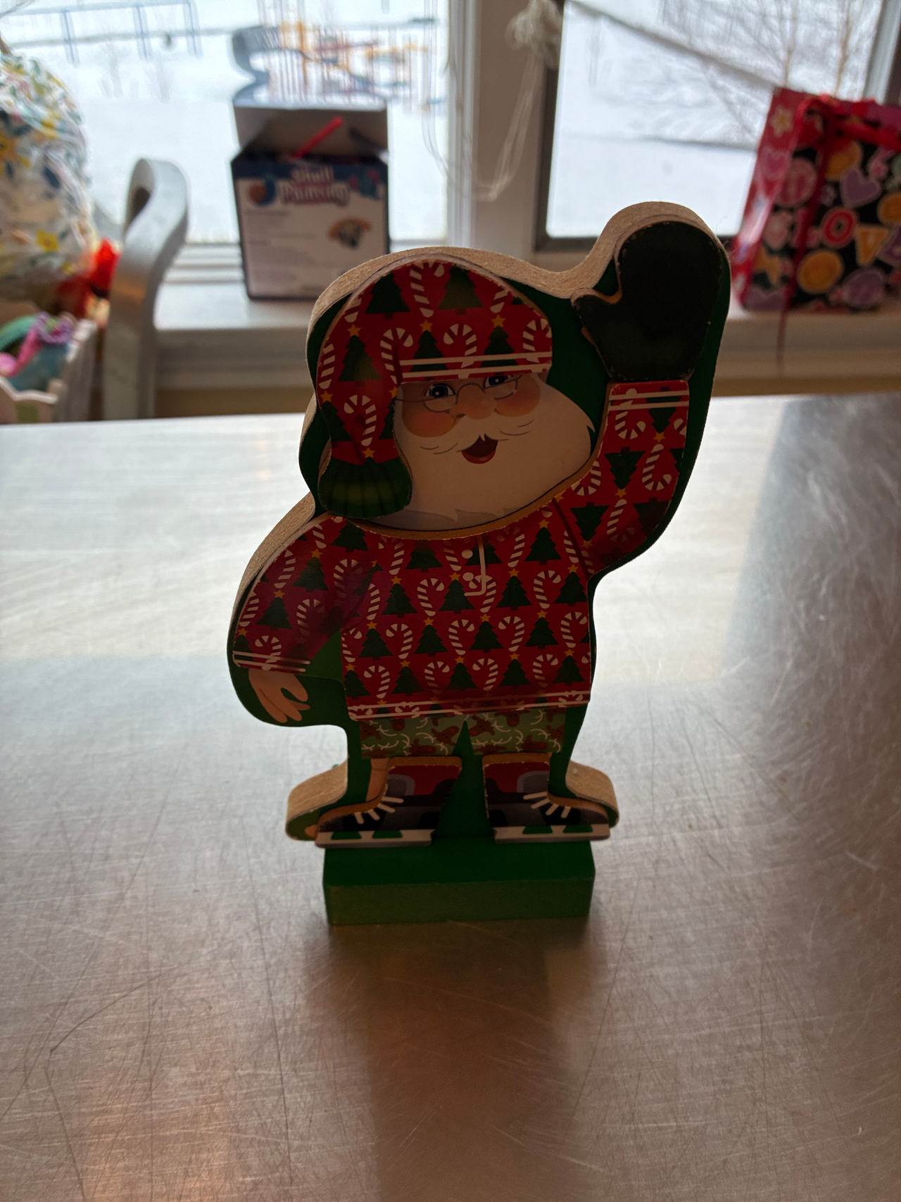 Wooden Santa Ice Skater Decoration