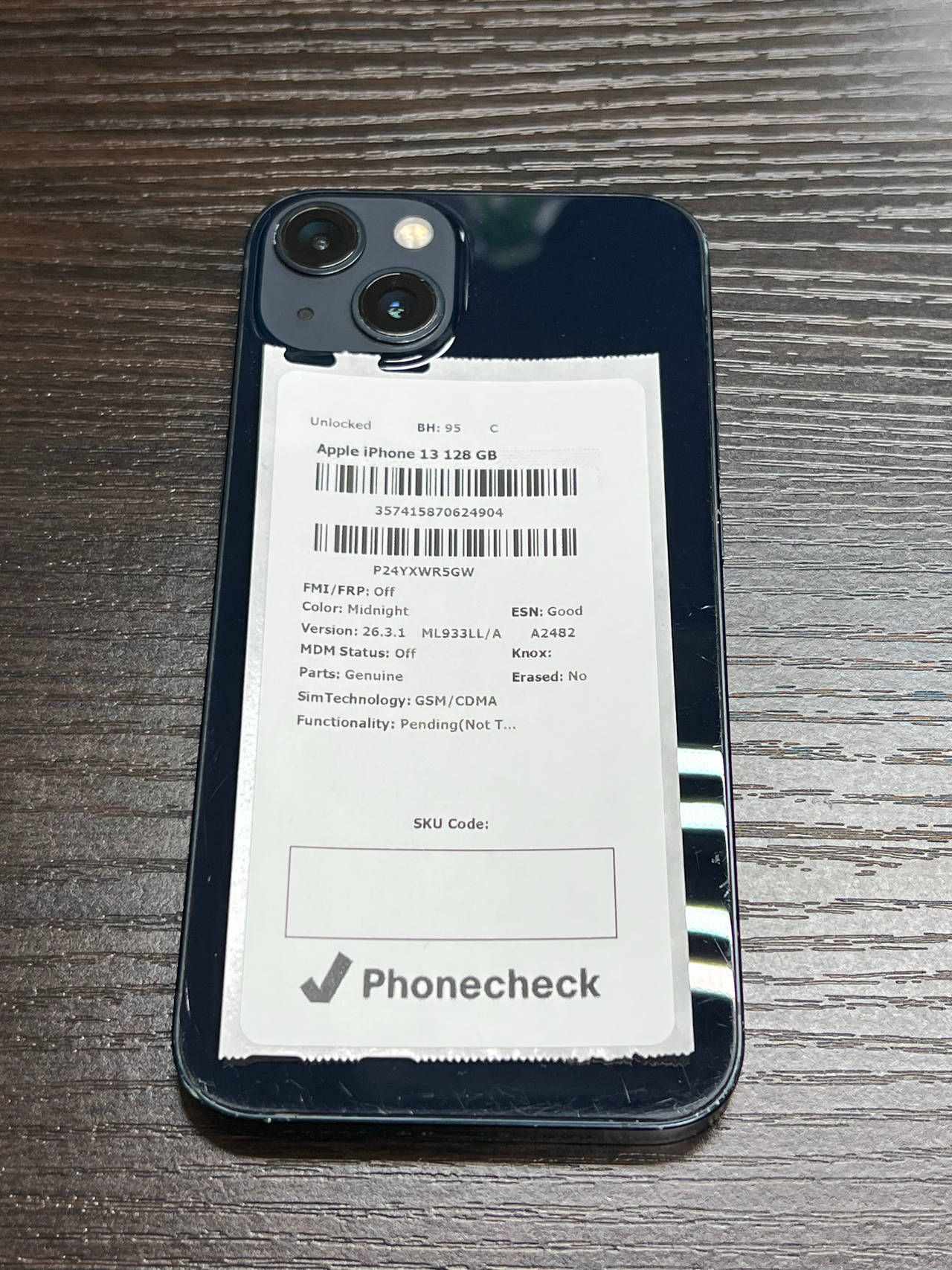 Apple iPhone 13 128GB Midnight unlocked 95% battery health