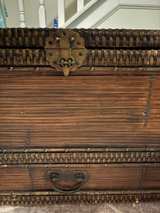 Vintage Chinoiserie Bamboo & Rattan Storage Trunk / Blanket Chest with Drawer - Image 3