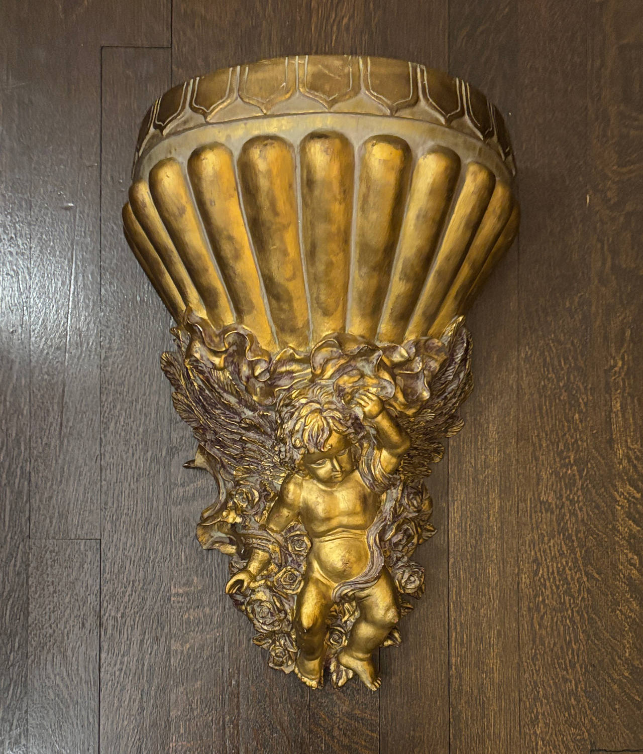 Vintage Gold Cherub Wall Corbel Shelf