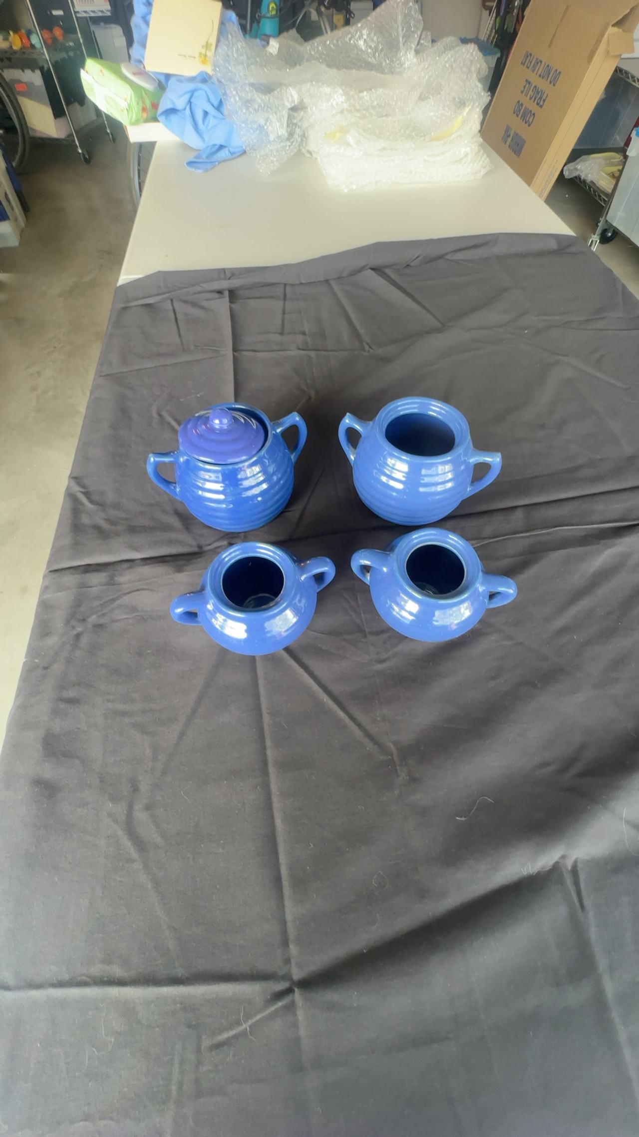Bauer Ringware Cobalt Blue Teapot