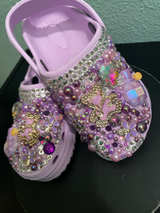Handmade rhinestones and hems girls purple new clogs size  - Image 1