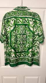Brand NEW Dolce & Gabbana Men's Green Majolica Print Silk Shirt SIZE 44 - Image 5