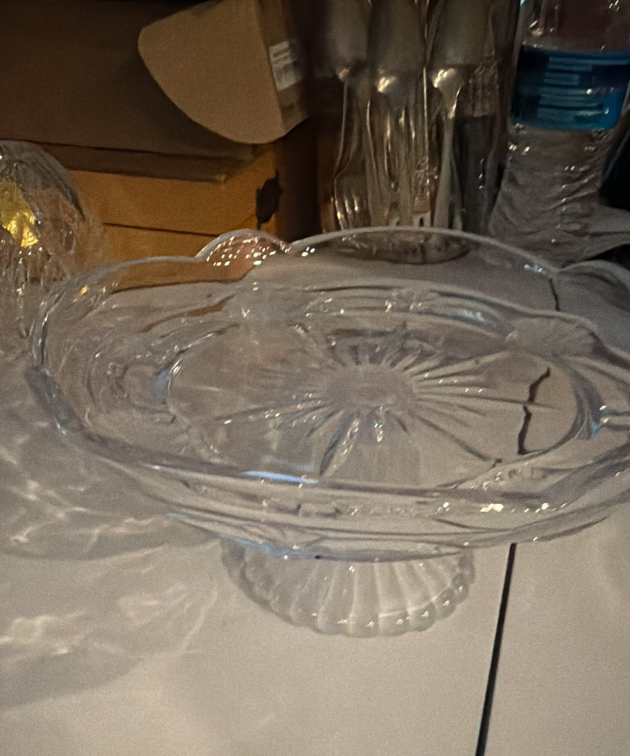 Vintage Pressed Glass Dainty Pedestal Cake Stand