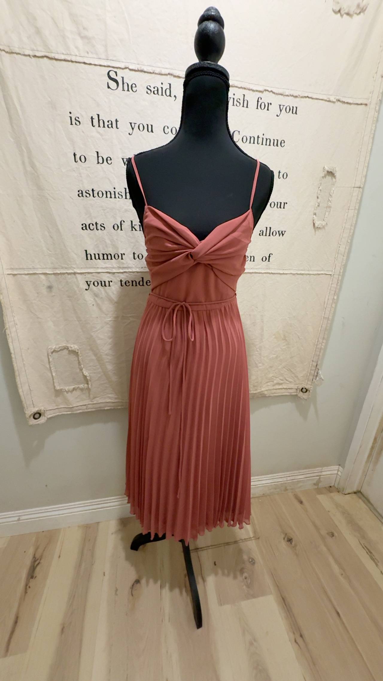 ASOS DESIGN Twist Front Pleated Cami Midi Dress Rose Pink