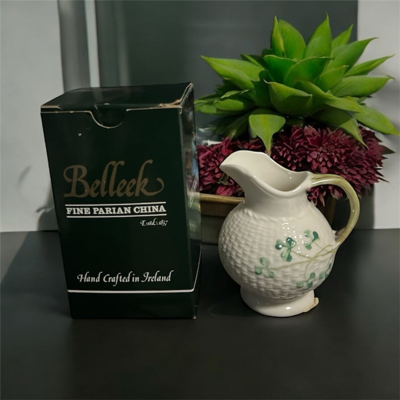 Belleek Toy Panel Small Parian China Shamrock cream.