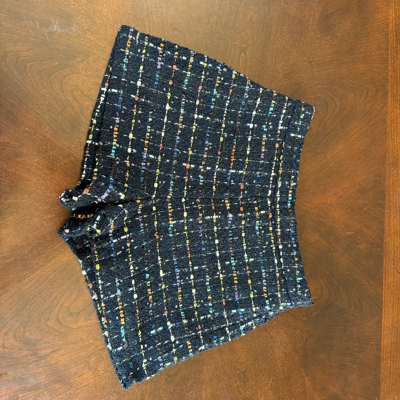 Zara Womens Tweed High Waist Shorts medium Black 
