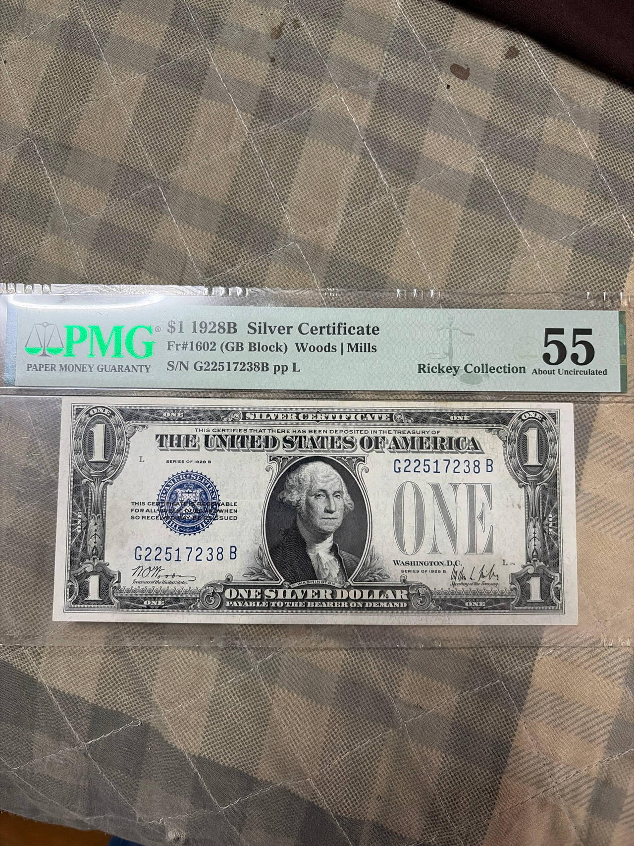 1928B $1 Silver Certificate PMG 55