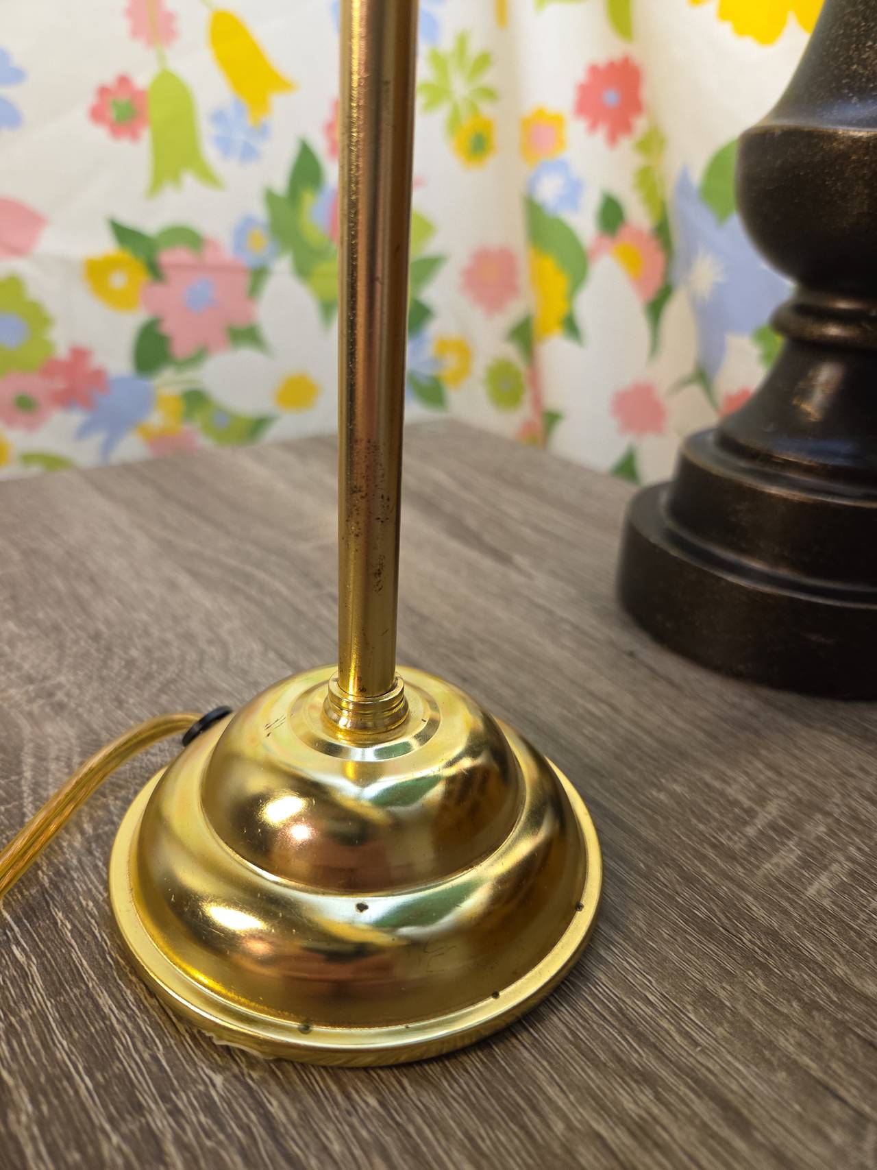 Green Glass Bankers Lamp with Brass Base