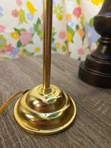 Green Glass Bankers Lamp with Brass Base - Image 1