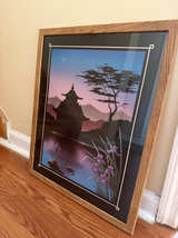 Framed Japanese Pagoda Landscape Art Print - Image 1