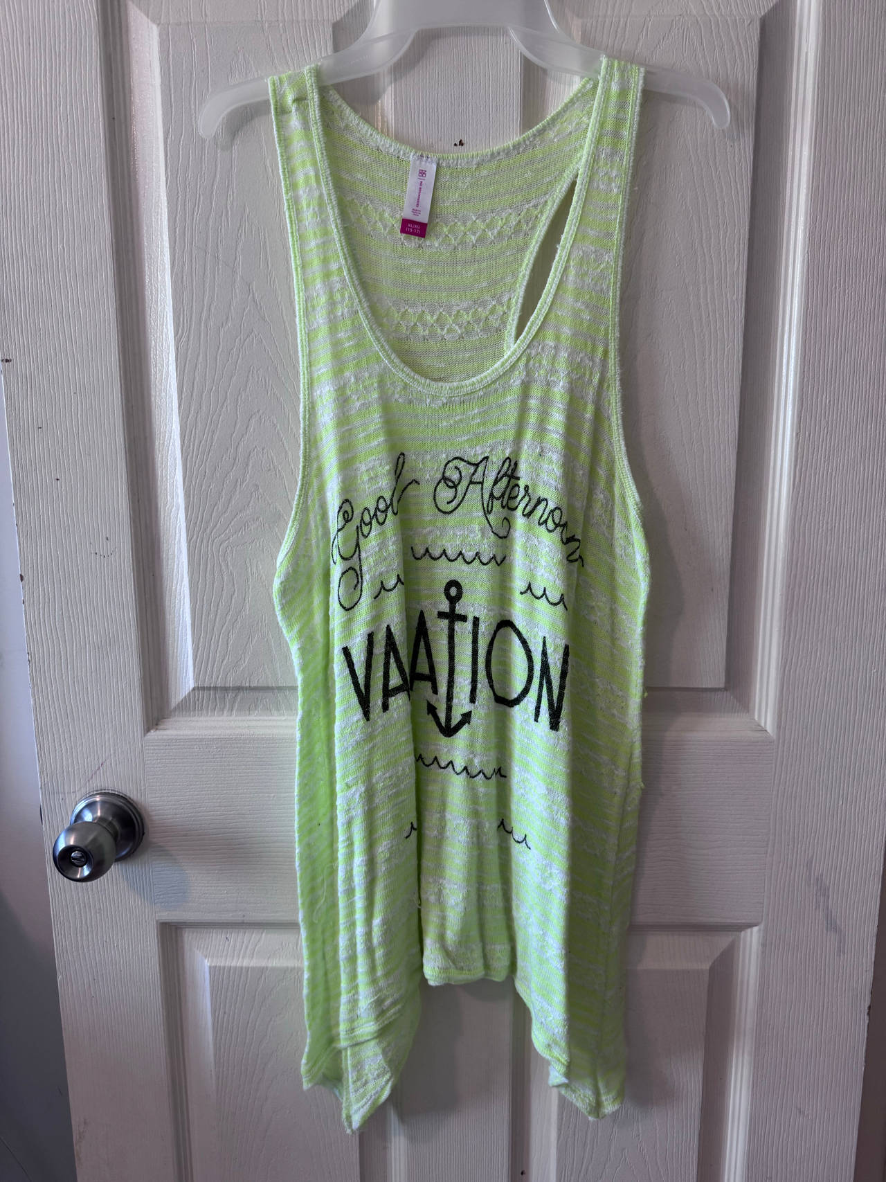 No Boundaries Neon Green Vacation Tank Top XL