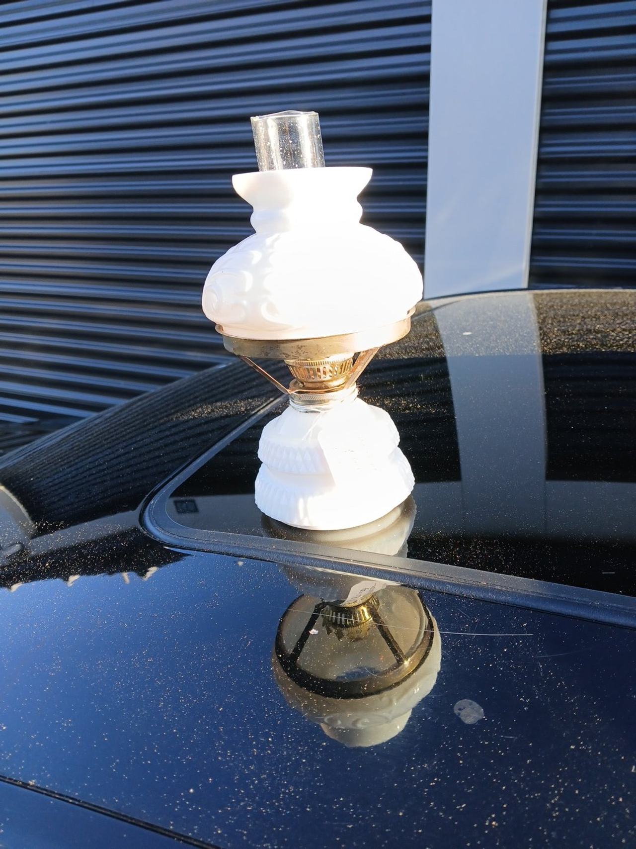 Vintage Fenton Milk Glass Oil Lamp