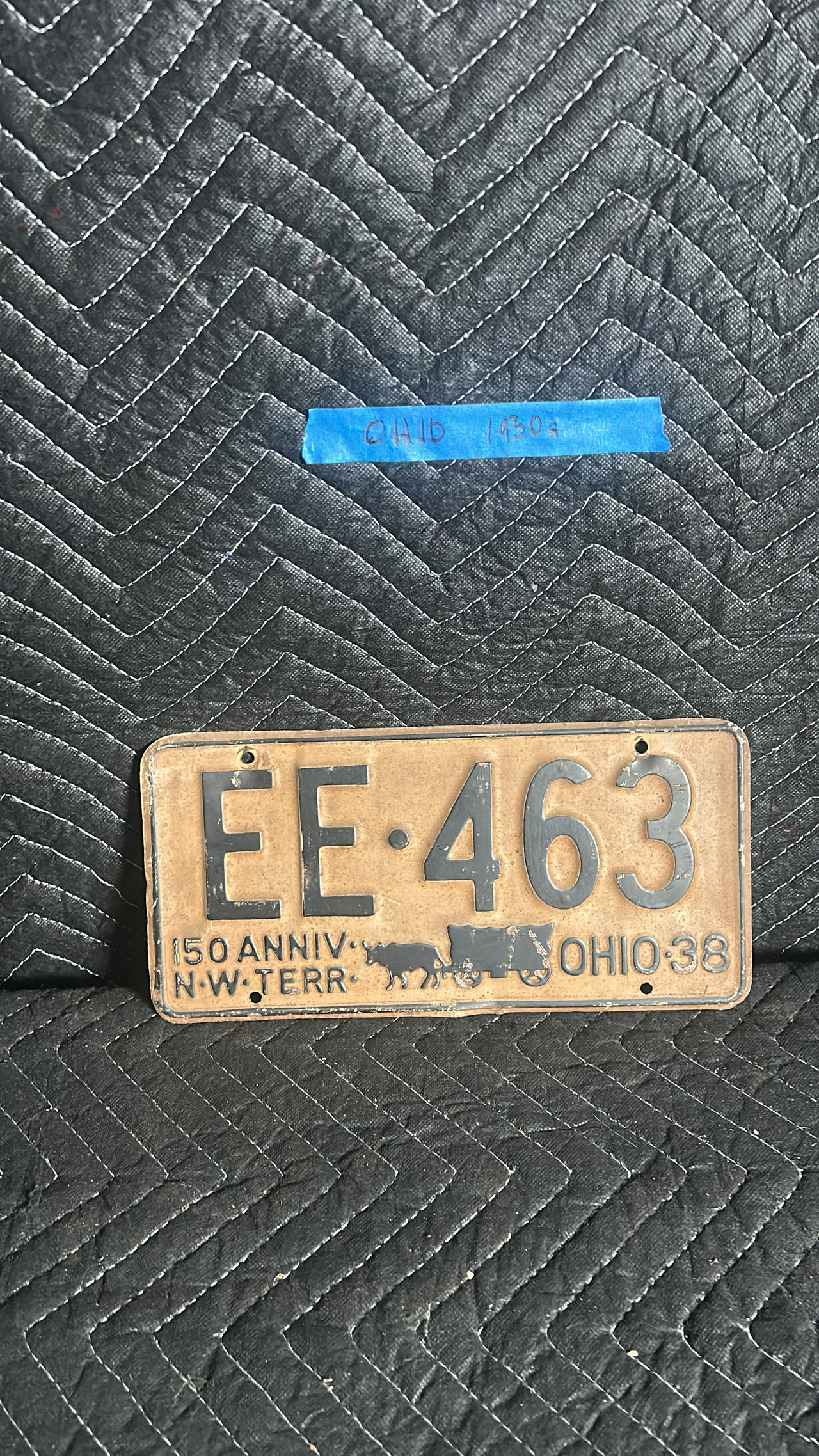 1938 Ohio Northwest Territory Anniversary License Plate