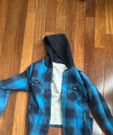 Sherpa Lined Hooded Flannel Jacket - Kids Large - Image 1