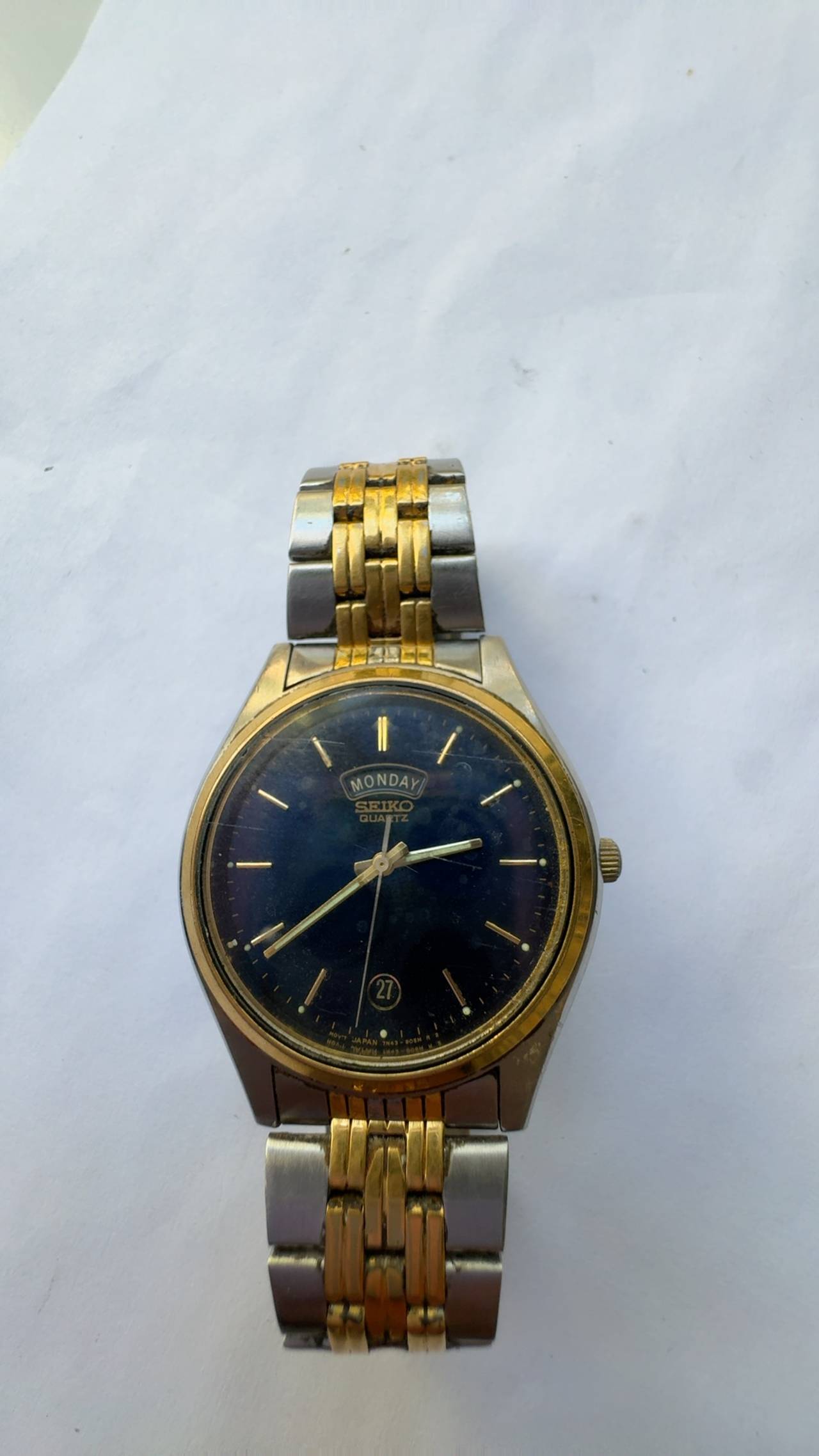 Seiko SQ President Gold Tone Watch with Black Dial