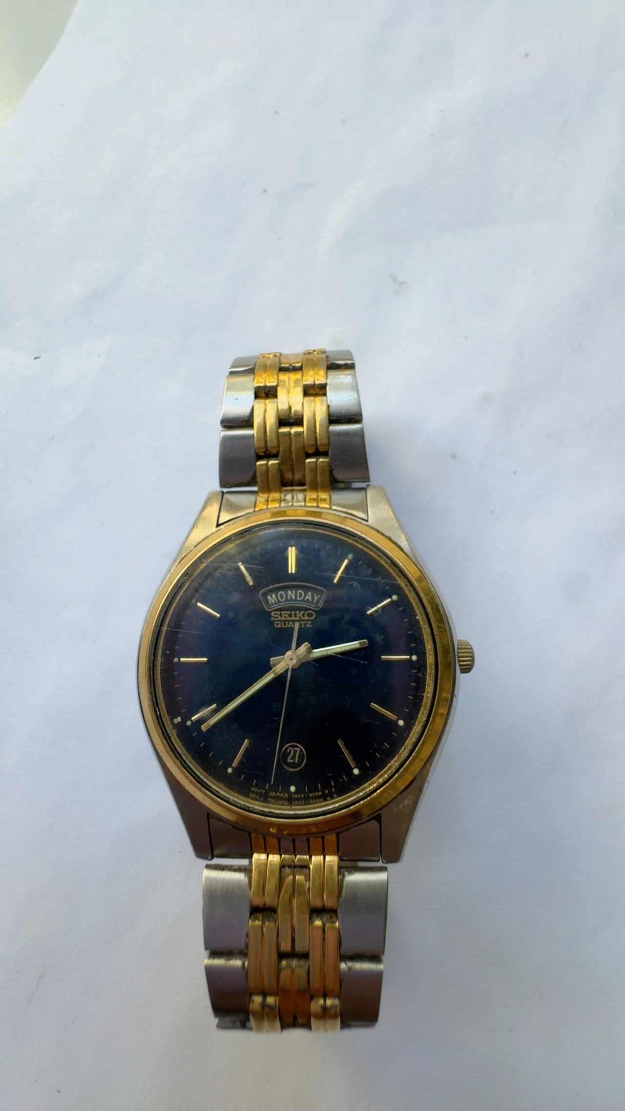 Seiko SQ President Gold Tone Watch with Black Dial