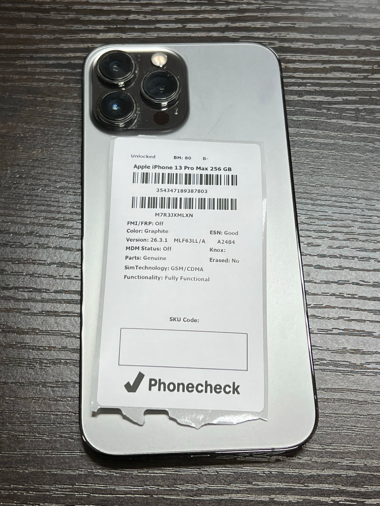 Apple iPhone 13 Pro Max 256GB Graphite unlocked 80% battery health
