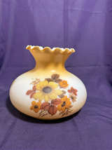 Vintage Fenton Yellow Floral Milk Glass Ruffled Lamp Shade - Image 1