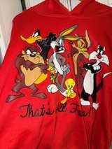 Looney Tunes Red Pullover Hoodie 1X Bugs Bunny Taz Daffy Duck Tweety Road Runner - Image 8