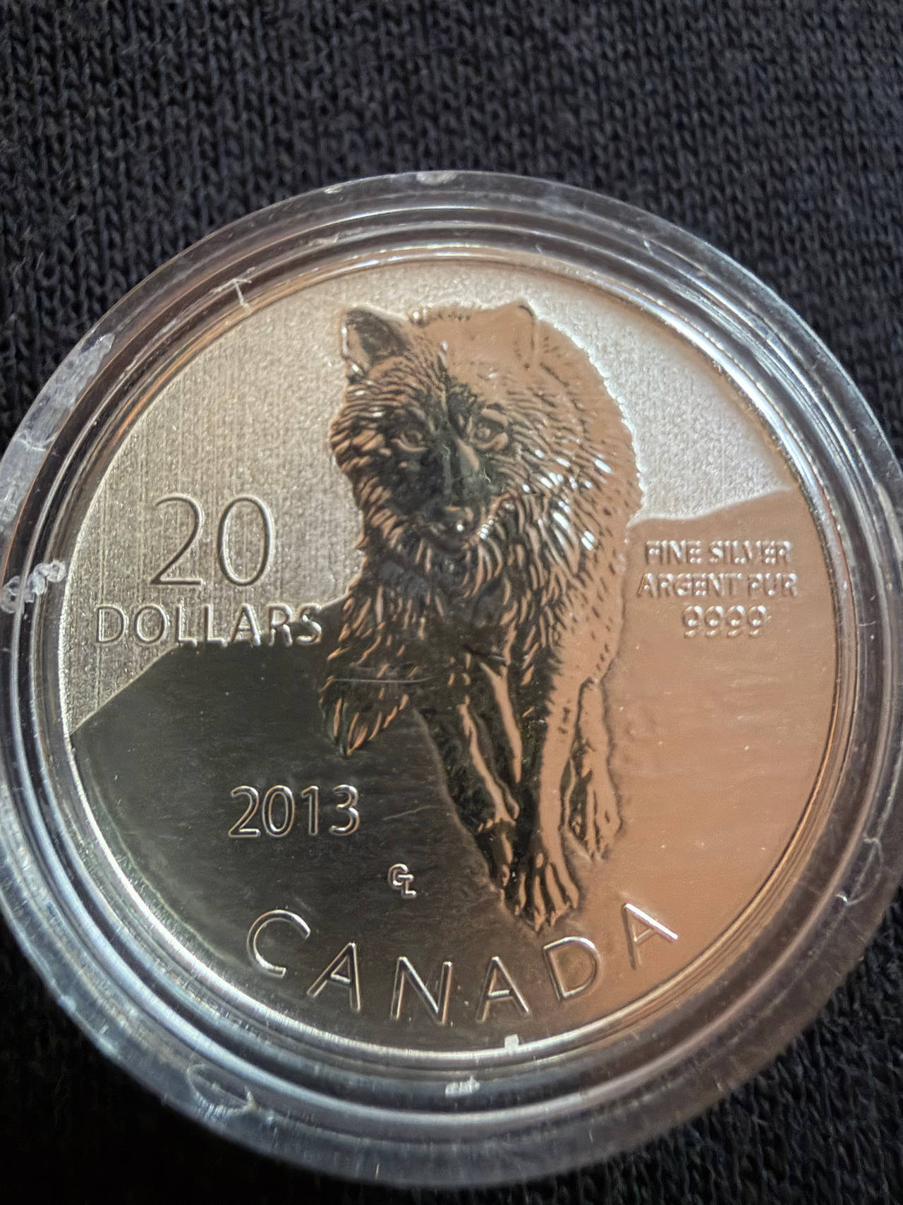2013 Canadian $20 Fine Silver Coin - Wolf