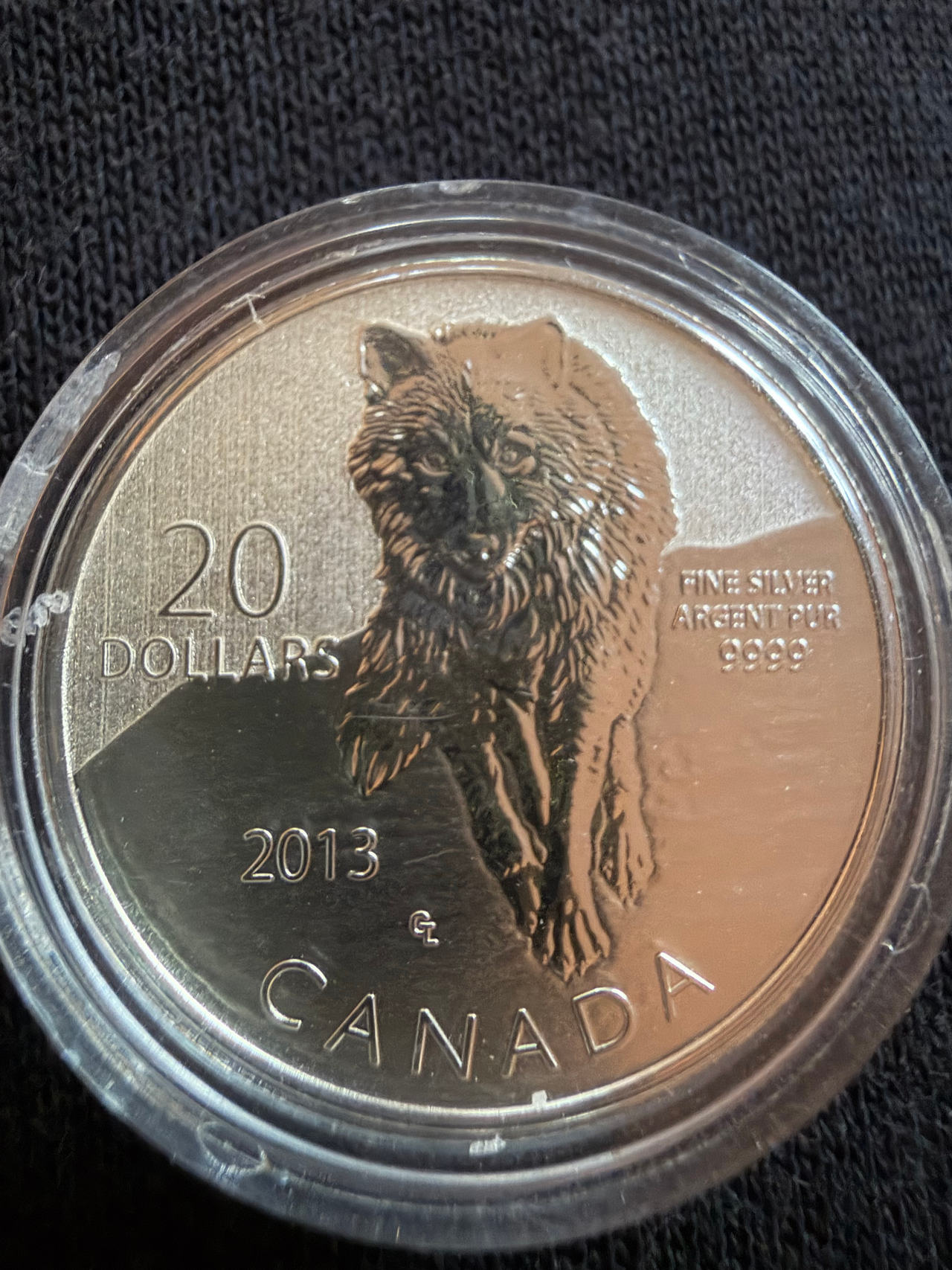 2013 Canadian $20 Fine Silver Coin - Wolf