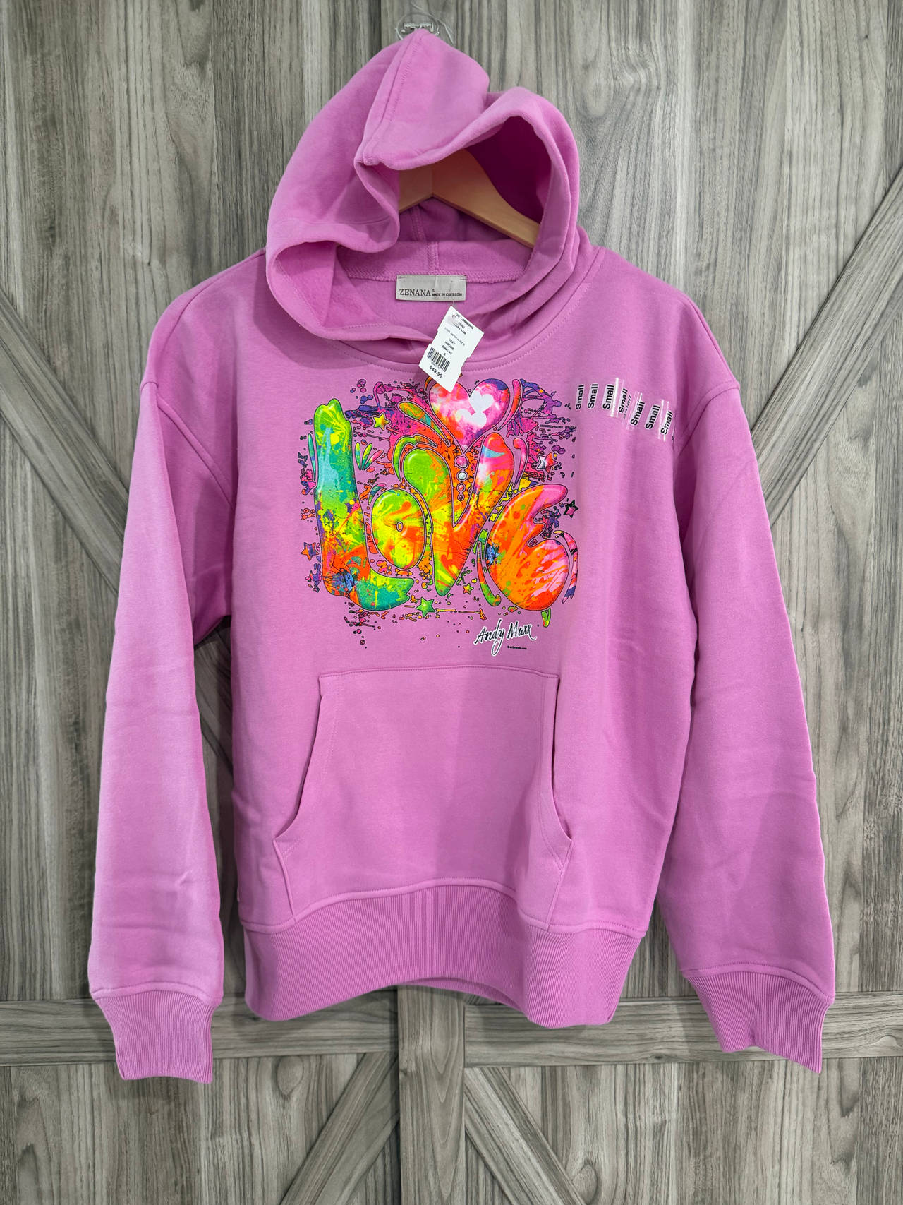 Zenana Love Graffiti Graphic Hoodie Size Small Wime