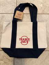 Trader Joe's Mini Canvas Tote Bag Navy Blue Limited Edition - Image 1