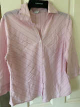 Size 12 Pink Striped Button-Up Shirt - Image 1