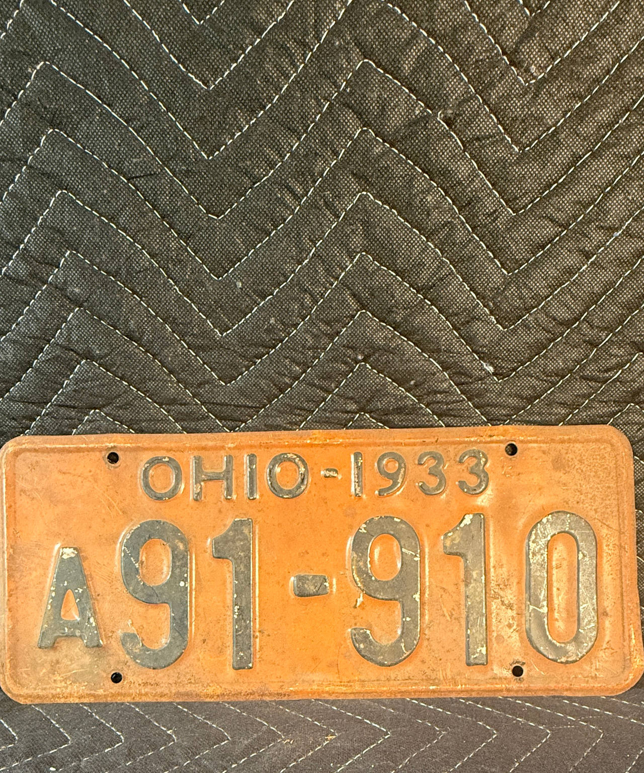 1933 Ohio License Plate A91-910
