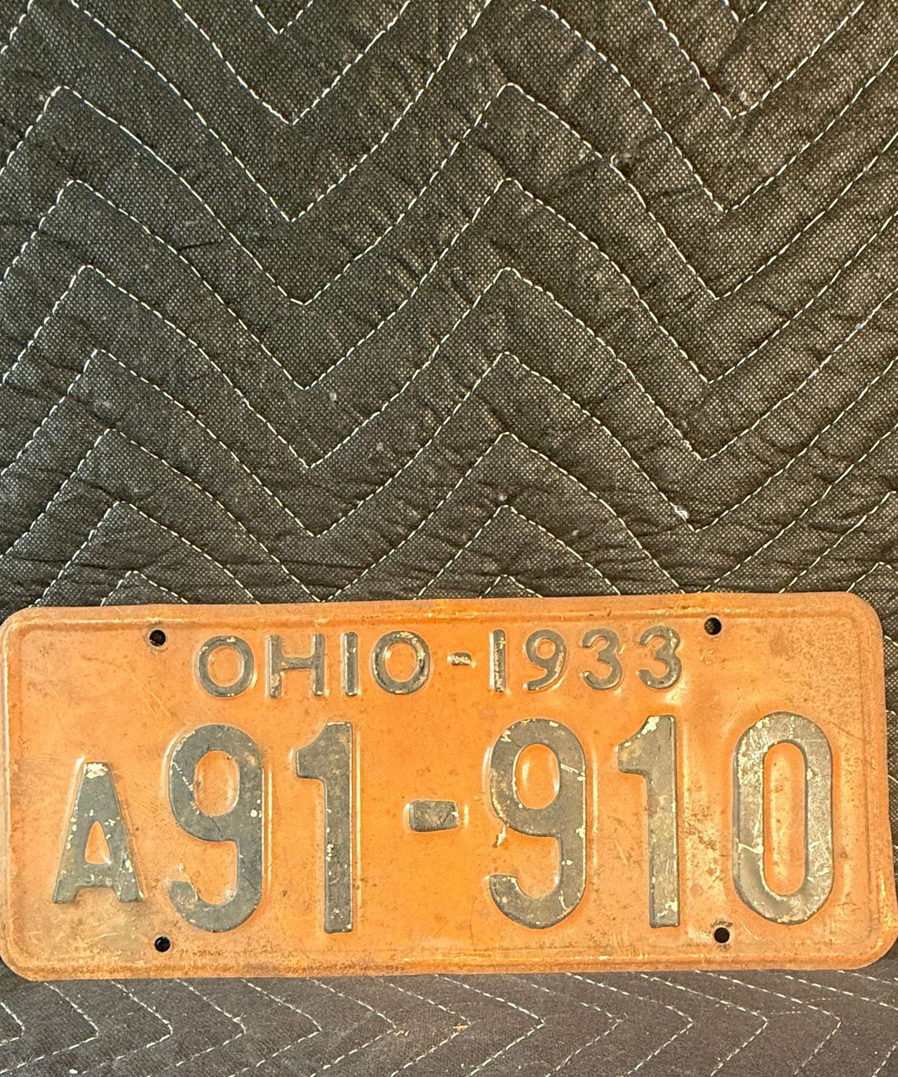 1933 Ohio License Plate A91-910