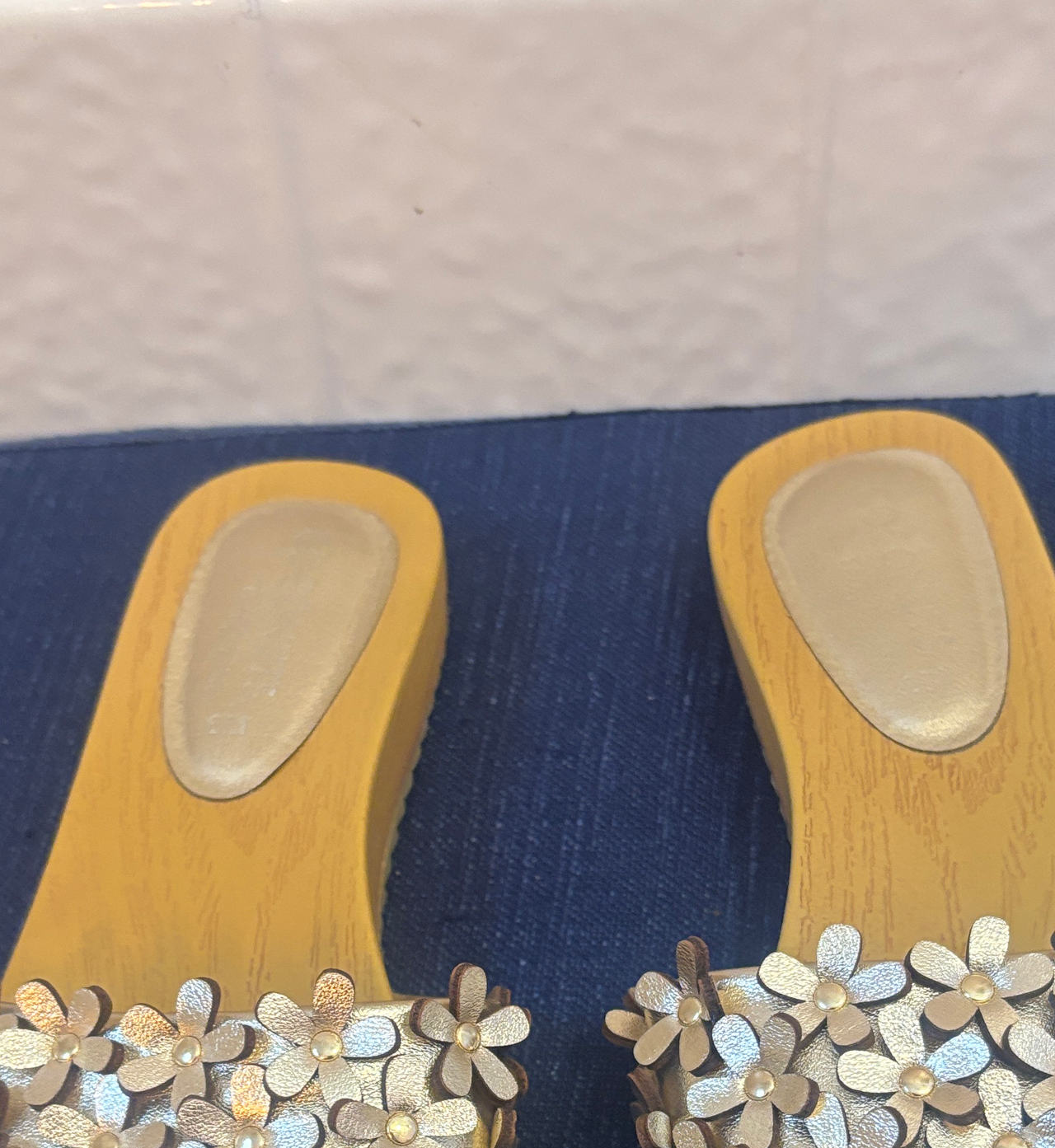 Floral Wood Slide Sandals