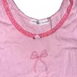 Love & Lazy Days Pink Lace Trim Bow Tank Top - Image 3