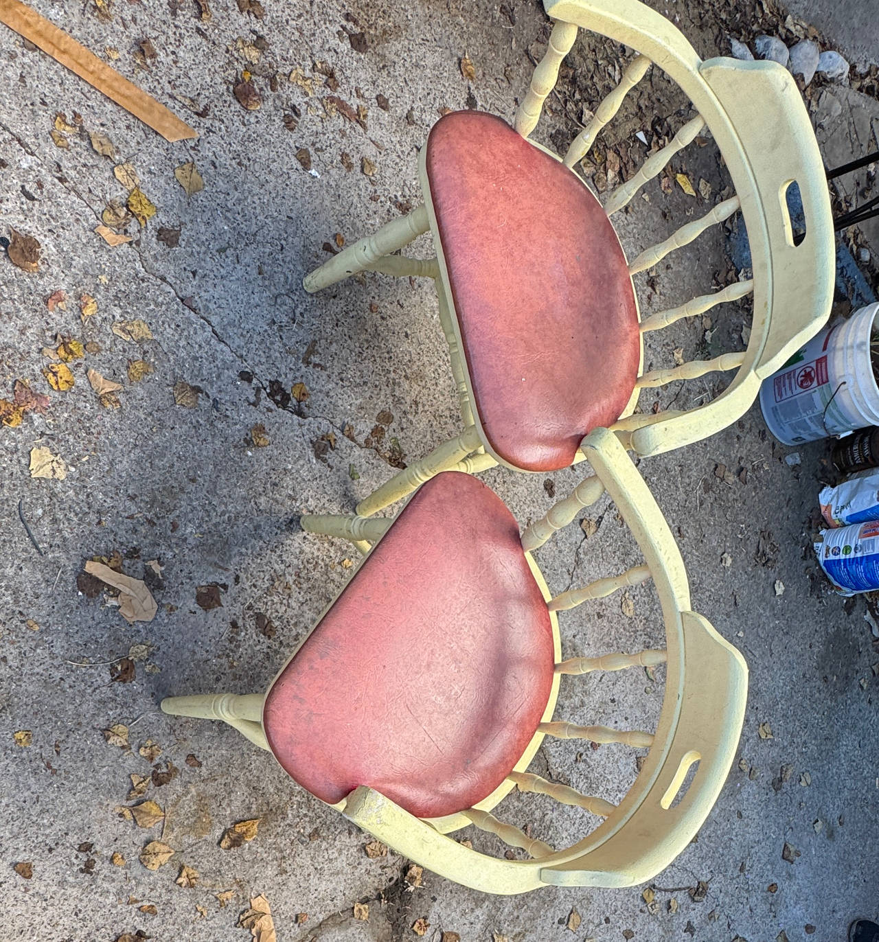 Vintage Spindle Back Captain's Chairs with Padded Seats