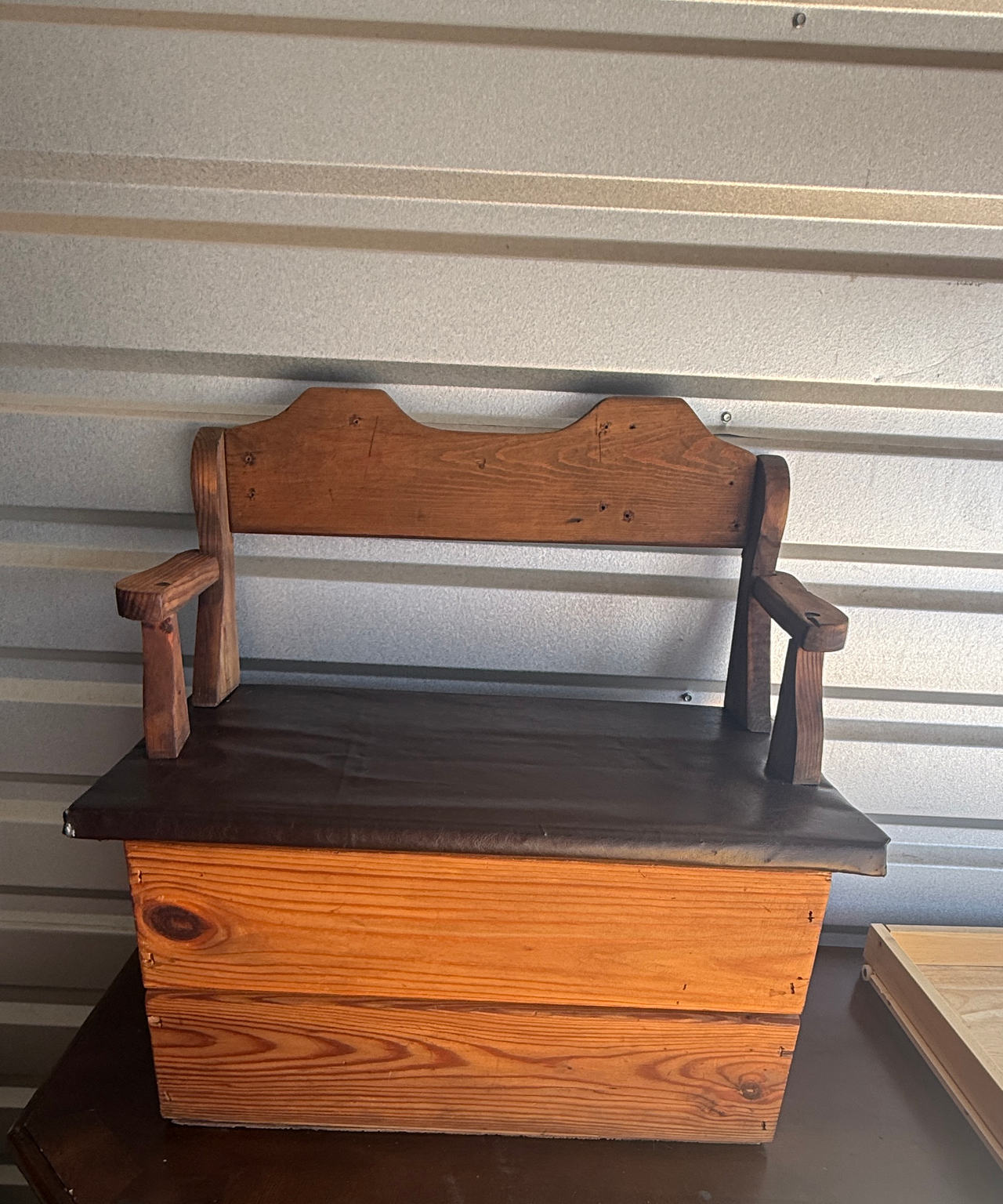 Handmade Wooden Storage Bench with Vinyl Seat