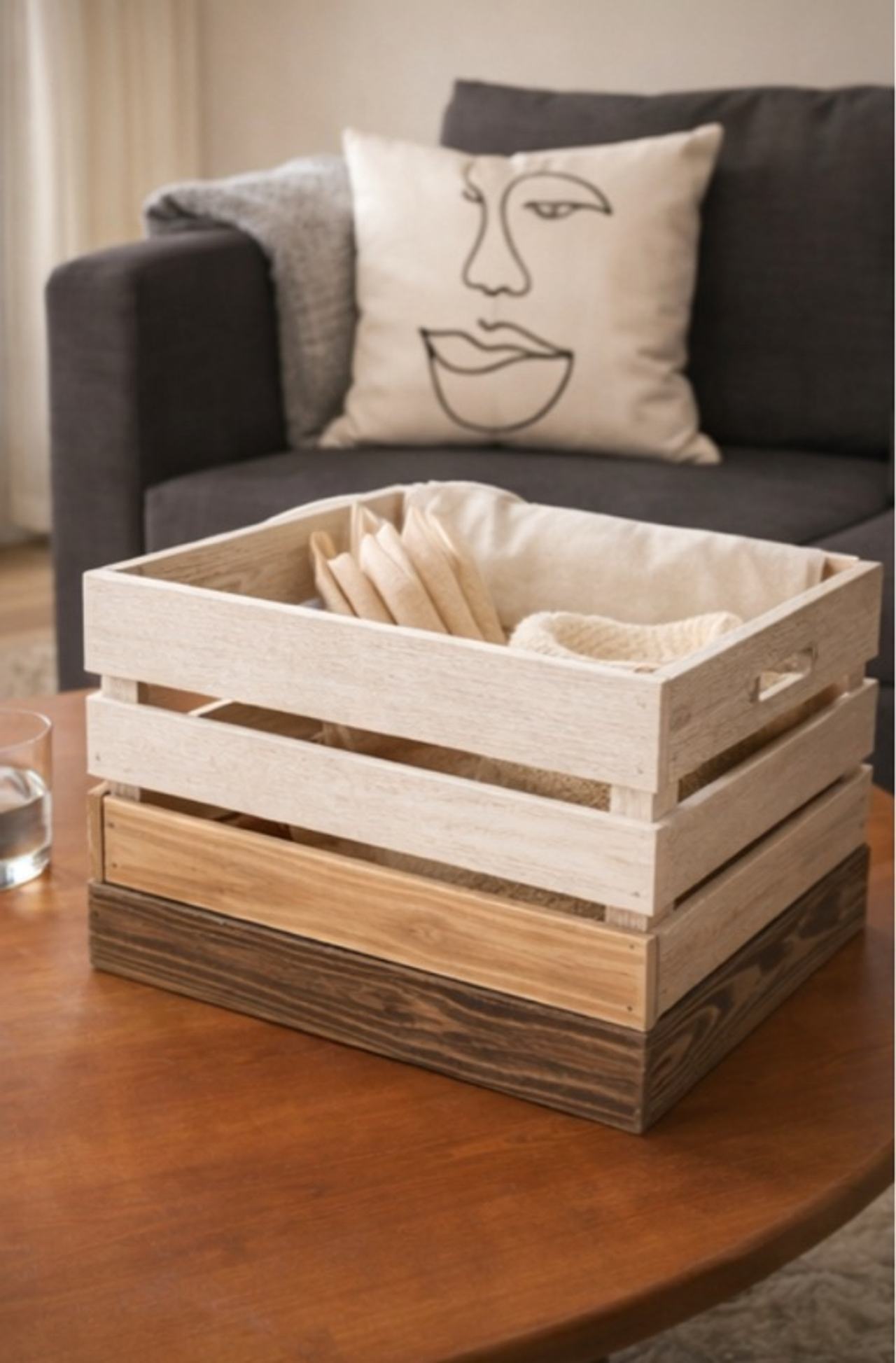 Vintage Style Wooden Storage Box Natural Wood