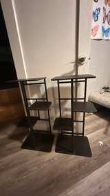 Set of 2 4-Tier Metal and Wood Plant Stands - Image 2