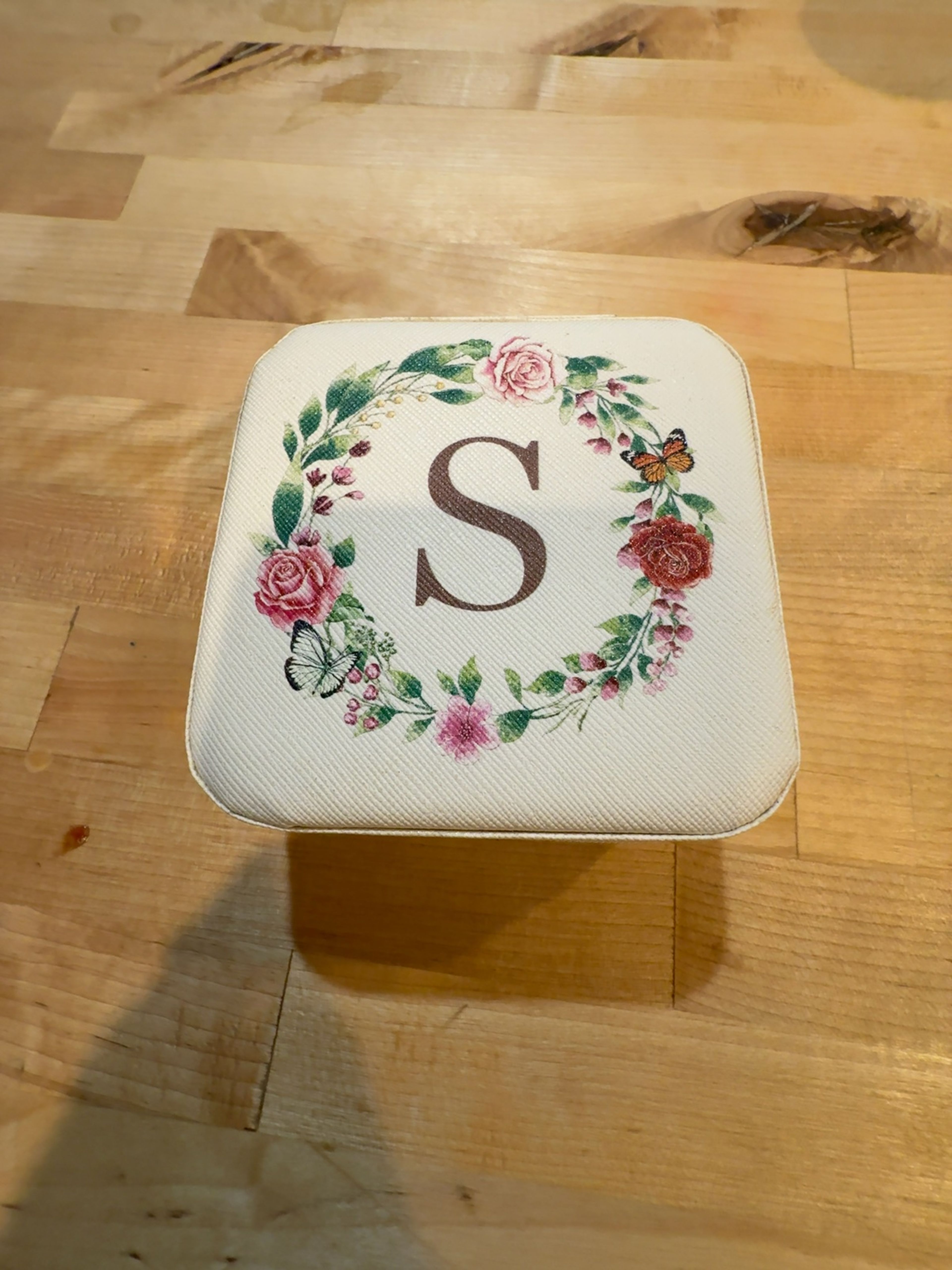 Personalized Jewelry Box with Letter S Monogram